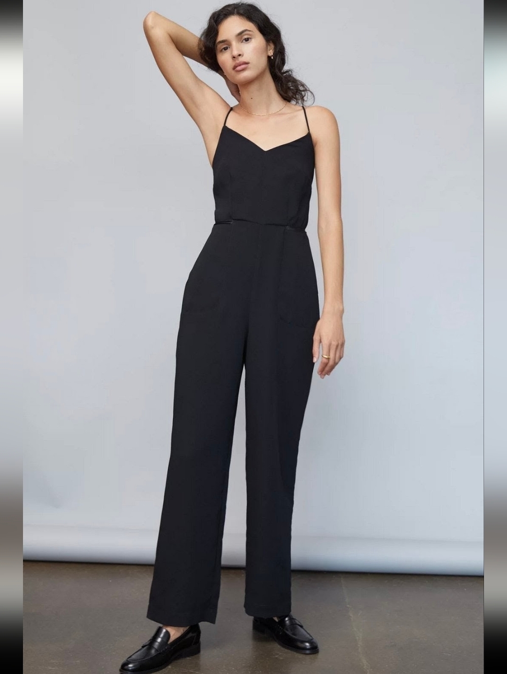 Anthropologie Maeve Magdalena Jumpsuit Classic Black Tie Special Occasion Sz 8